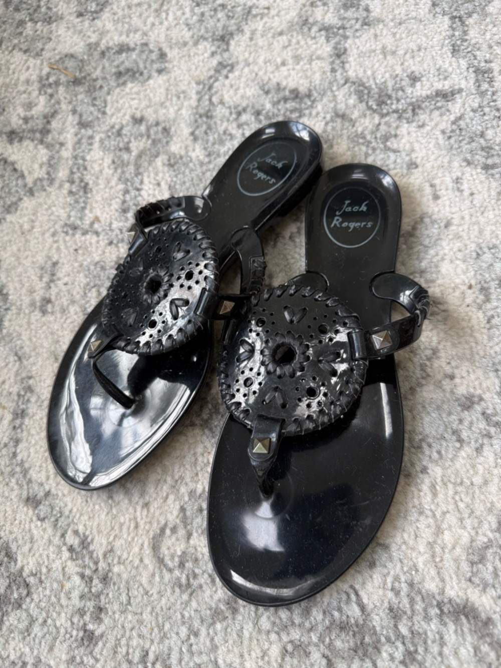 Jack Rogers Black Jelly Palm Beach Sandals